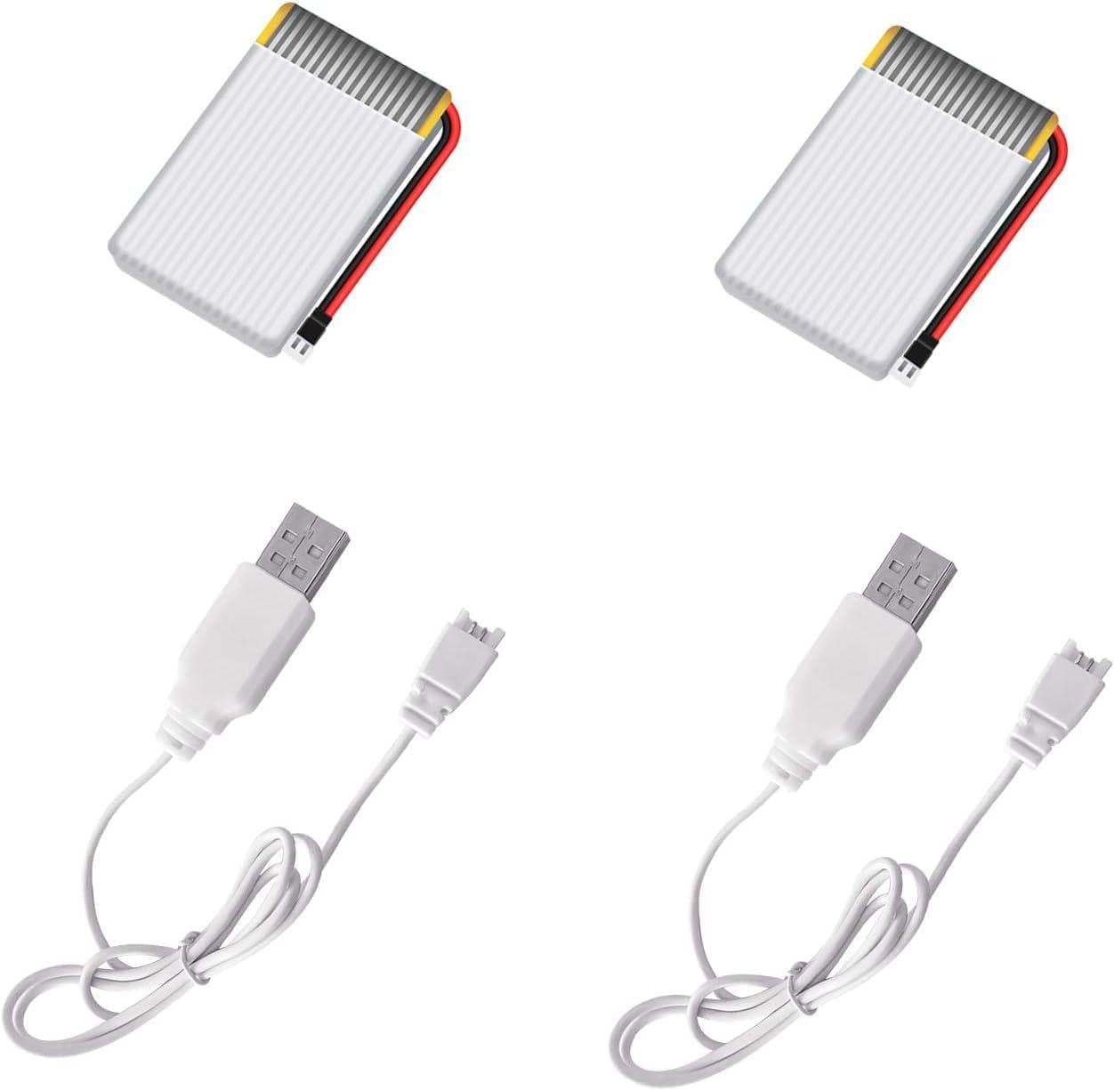 2PCS 3.7V Rechargeable Batteries and USB Chargers for HASAKEE Q9S Drone