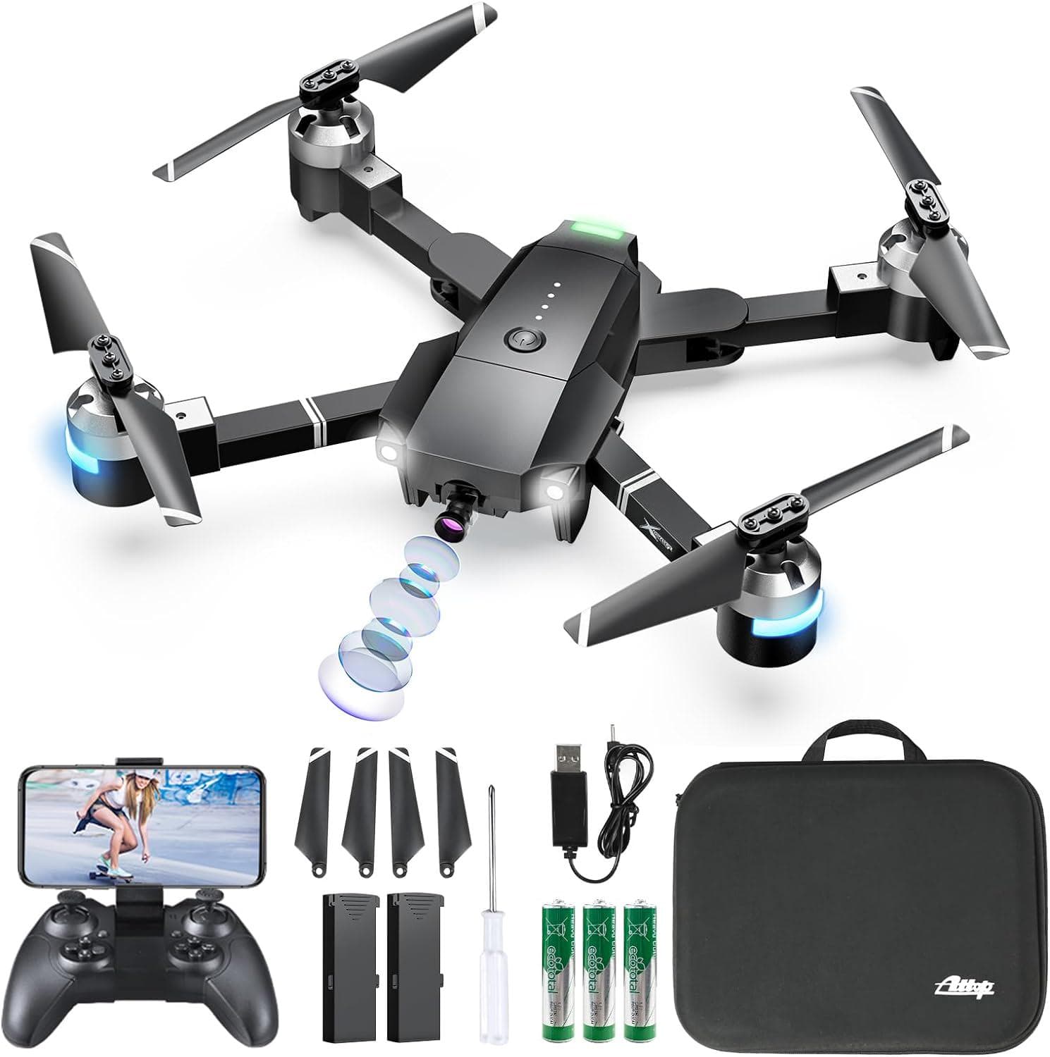 ATTOP Drone with 1080P Camera: Beginner Friendly, APP-Controlled – Perfect Gift for Kids Over 8
