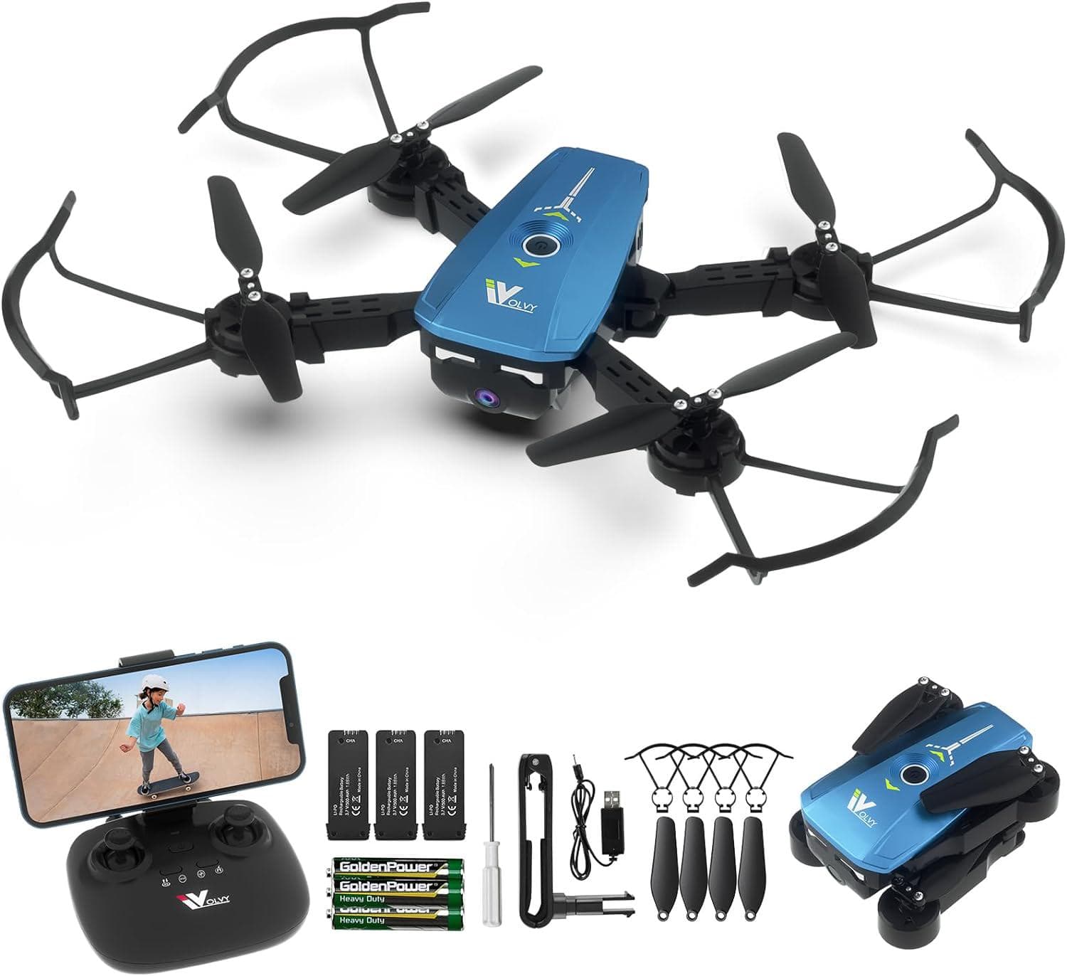 ATTOP Kids Drone with 1080P Camera: Stable Indoor, Foldable Outdoor – Includes 3 Batteries