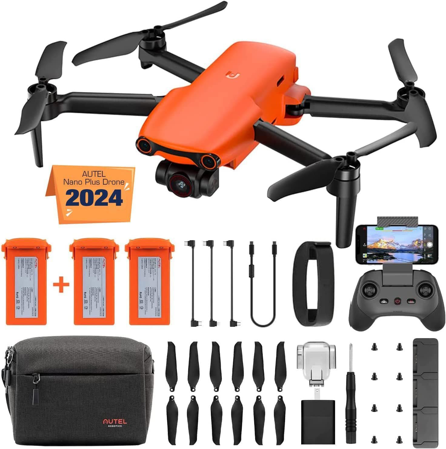 Autel Robotics EVO Nano+ Premium Bundle: 249g Mini Drone with 4K RYYB Camera, Obstacle Avoidance – Includes Fly More Combo, Orange