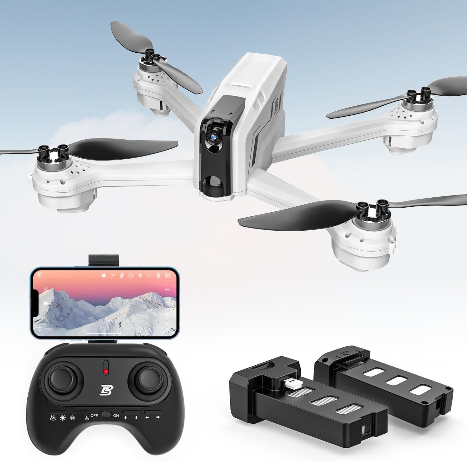 BEZGAR BD102 Drone: 1080P HD Camera, Brushless Motor, Optical Flow Positioning – Includes 2 Batteries, FPV 5G Transmission