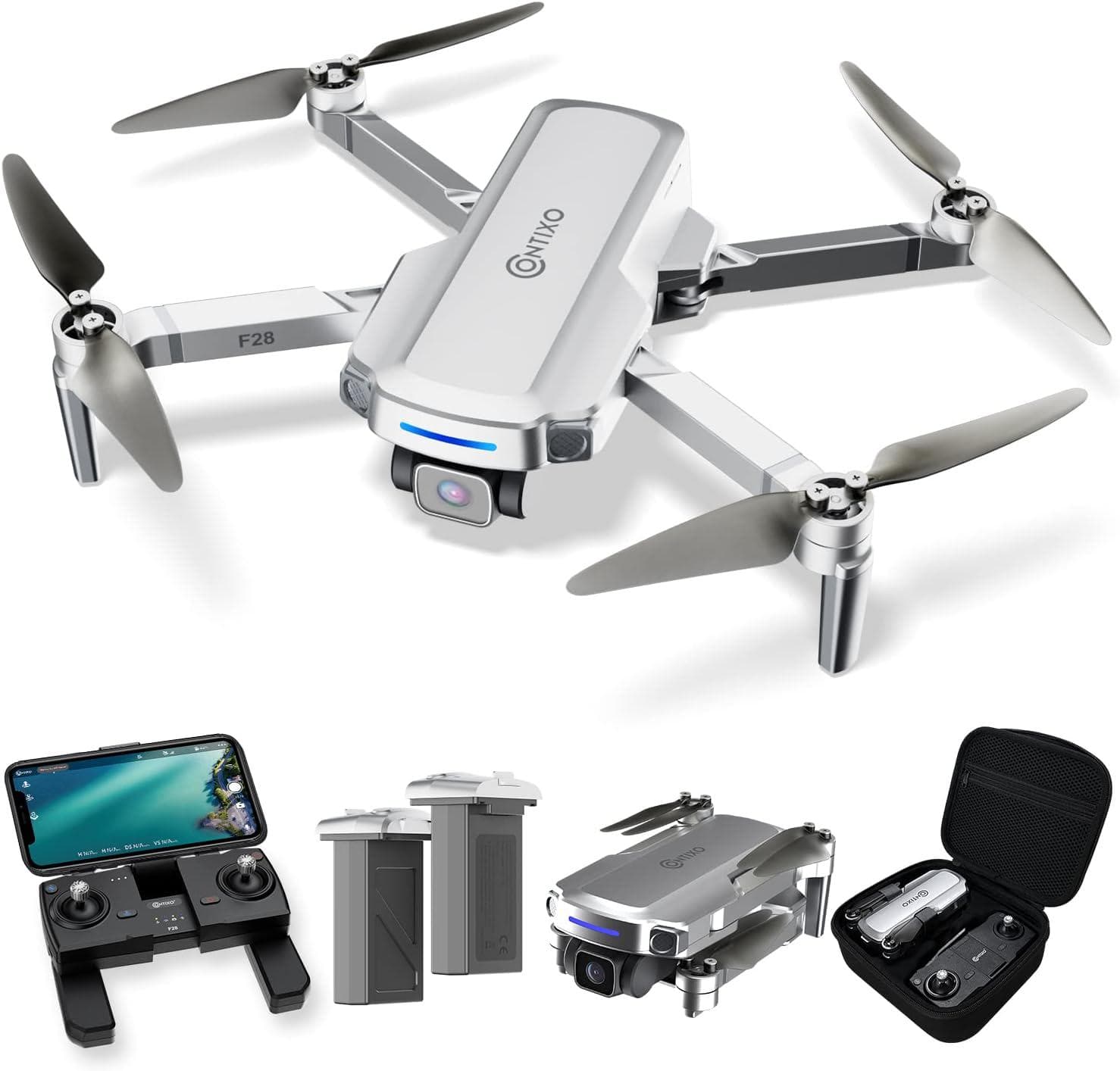 Contixo F28: Foldable FHD Camera Drone for Adults – GPS Control, Follow Me, Waypoint, Up to 25 Mins Flight, Carrying Case