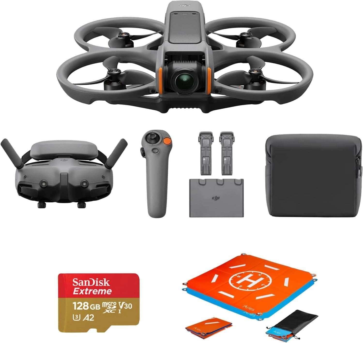 DJI Avata 2 Fly More Combo (3 Batteries): FPV Drone with 4K Camera, One-Push Acrobatics