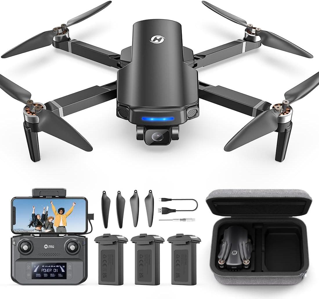 Holy Stone 249g GPS Drone: 4K Camera for Adults, RC FPV Foldable Quadcopter, 3 Batteries