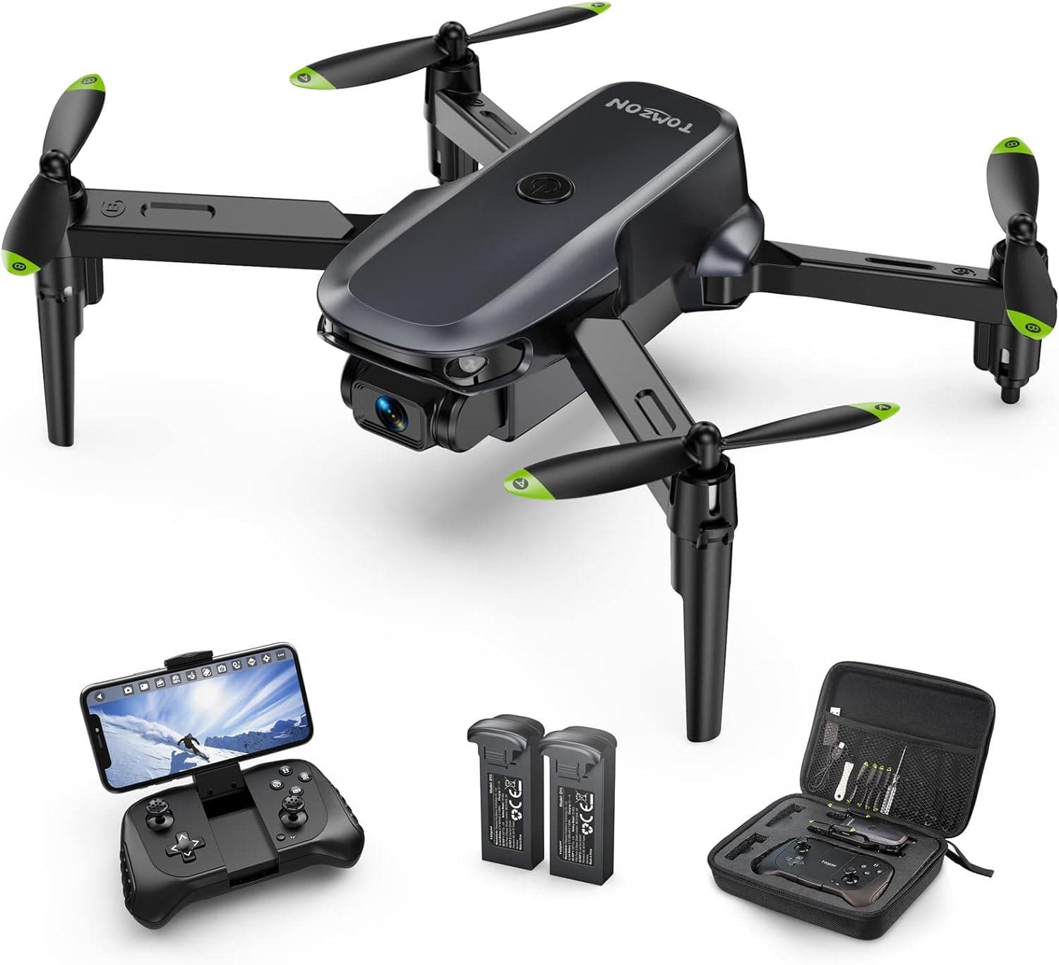 Tomzon D15 Mini Drone: 1080P Camera, Foldable, FPV – Perfect for Beginners, Includes 2 Batteries and Carrying Case