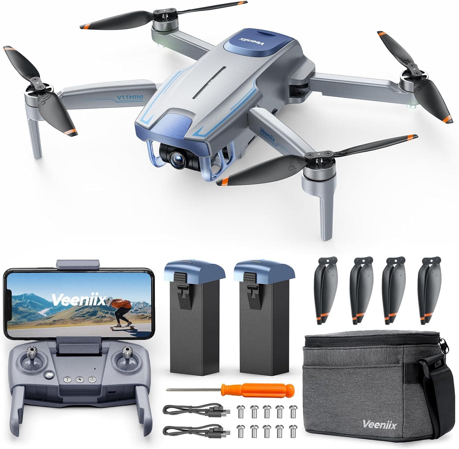 V11MINI Drones with Camera for Adults 4K 60Min Flight Time, Under 250g, 5GHz WiFi Transmission, GPS Auto Return, Waypoints, Follow Me, Circle Fly, Easy Gift Beginner