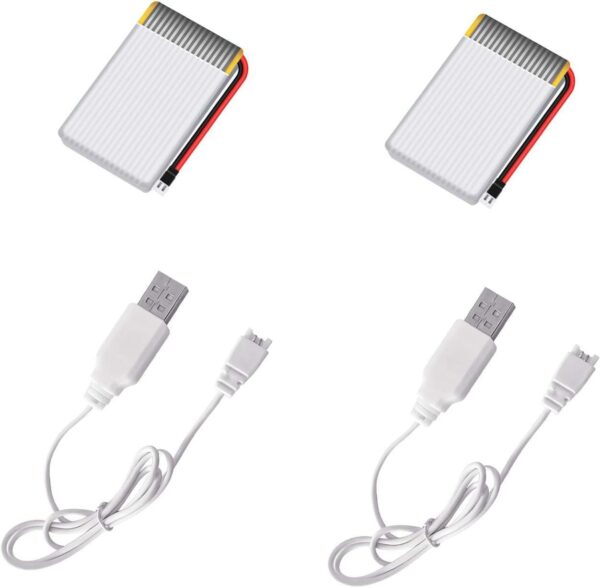 2PCS 3.7V Rechargeable Batteries and USB Chargers for HASAKEE Q9S Drone