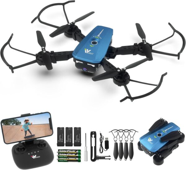 ATTOP Kids Drone with 1080P Camera: Stable Indoor, Foldable Outdoor - Includes 3 Batteries