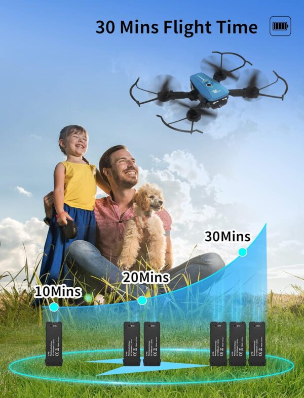 ATTOP Kids Drone with 1080P Camera: Stable Indoor, Foldable Outdoor - Includes 3 Batteries - Image 2