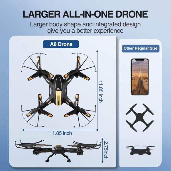 ATTOP A8 Drone: Larger 1080P FPV Camera, Easy Controls - Ideal for Adults, Kids, Beginners - Image 3