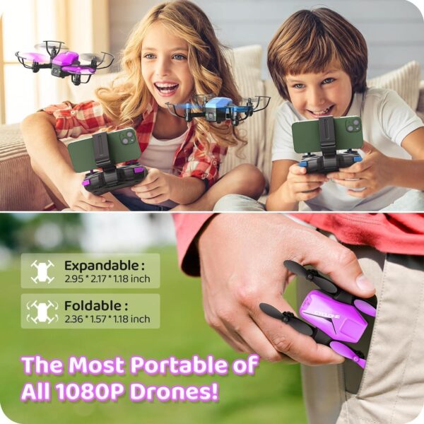 ATTOP Mini Drone for Kids: 1080P Camera, Foldable FPV, Voice Control - Perfect Gift for Beginners, Includes 2 Batteries - Image 2