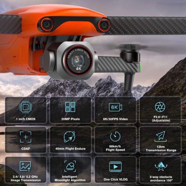 Autel EVO Lite Plus Premium Bundle: 6K HDR Camera, 40 Mins Flight, 3-Way Obstacle Avoidance - Orange - Image 2