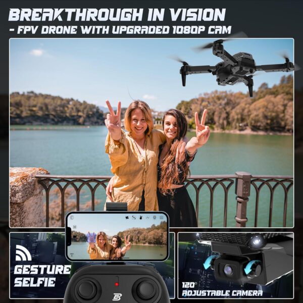 BEZGAR BD101 Drone: 1080P Camera, Foldable, FPV Remote Control - Perfect for Adults and Kids, Includes 2 Batteries - Image 2