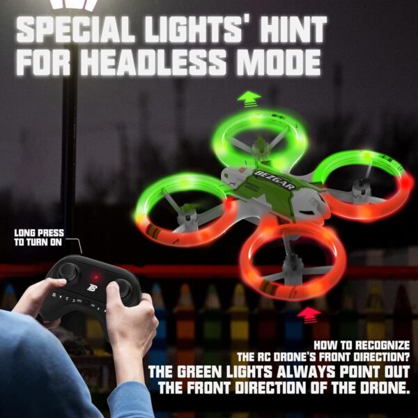 BEZGAR HQ051S Drone for Kids (Upgraded LED Lighting Effect) - Mini Remote Control RC with 3D Flip, Headless Mode, Small Quadcopter Beginners, Gifts Toys Boys and Girls - Image 3