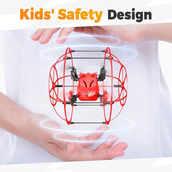 BEZGAR HQ053 Remote Control Drone: Spherical Rolling, 360 Degree Flip - Perfect Gift for Kids Ages 4-12, Red - Image 6