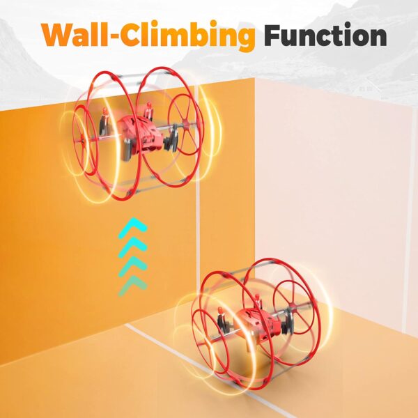 BEZGAR HQ053 Remote Control Drone: Spherical Rolling, 360 Degree Flip - Perfect Gift for Kids Ages 4-12, Red - Image 4