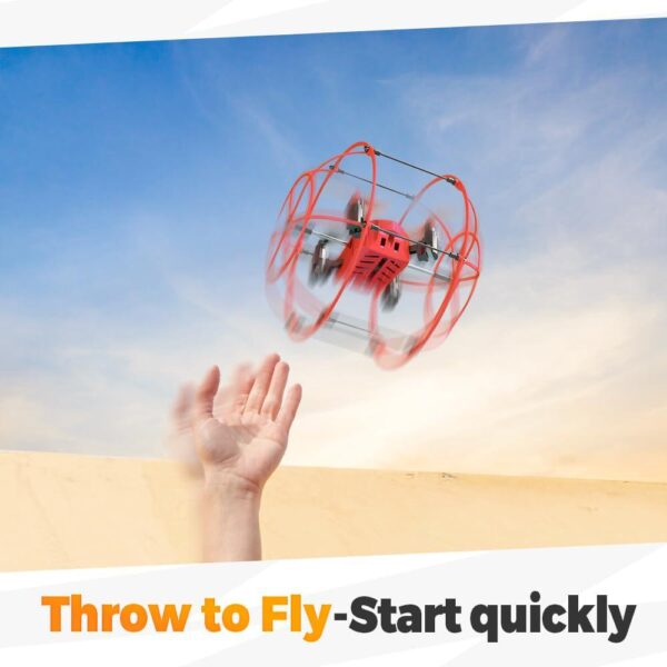 BEZGAR HQ053 Remote Control Drone: Spherical Rolling, 360 Degree Flip - Perfect Gift for Kids Ages 4-12, Red - Image 2