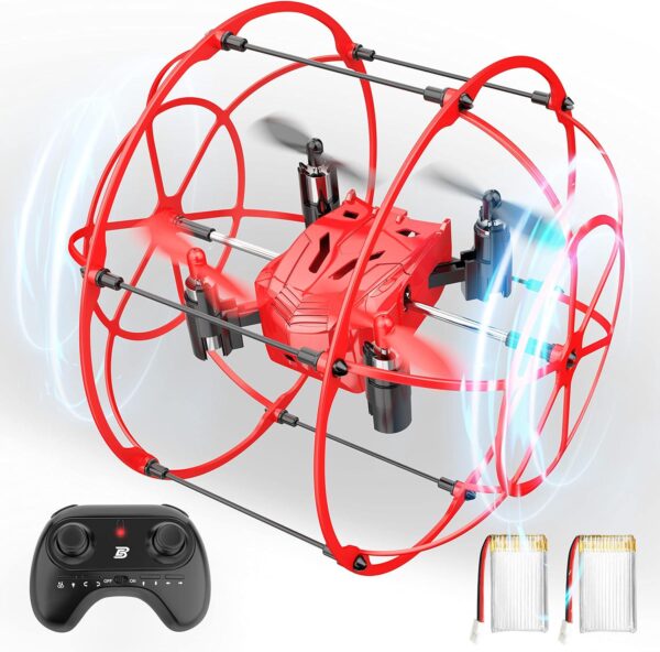 BEZGAR HQ053 Remote Control Drone: Spherical Rolling, 360 Degree Flip - Perfect Gift for Kids Ages 4-12, Red