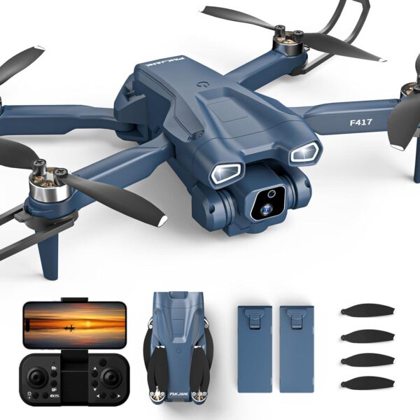 Brushless Motor Drone with Dual Camera for Adults, 1080P Adjustable Drones, 5GHz WiFi FPV RC Quadcopter Optical Flow Positioning Beginners, 3D Flips, 2 Batteries