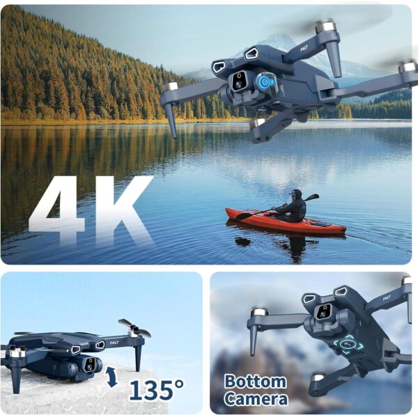 Brushless Motor Drone with Dual Camera for Adults, 1080P Adjustable Drones, 5GHz WiFi FPV RC Quadcopter Optical Flow Positioning Beginners, 3D Flips, 2 Batteries - Image 2
