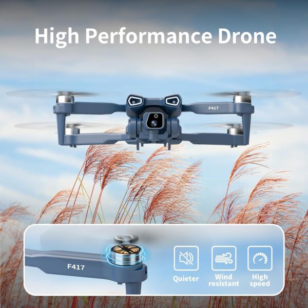 Brushless Motor Drone with Dual Camera for Adults, 1080P Adjustable Drones, 5GHz WiFi FPV RC Quadcopter Optical Flow Positioning Beginners, 3D Flips, 2 Batteries - Image 5