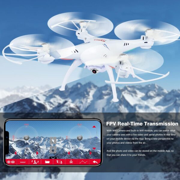 Cheerwing Syma X5SW-V3 WiFi FPV Drone 2.4Ghz 4CH 6-Axis Gyro RC Quadcopter with Camera, White - Image 2