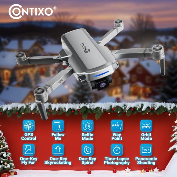 Contixo F28: Foldable FHD Camera Drone for Adults - GPS Control, Follow Me, Waypoint, Up to 25 Mins Flight, Carrying Case - Image 2
