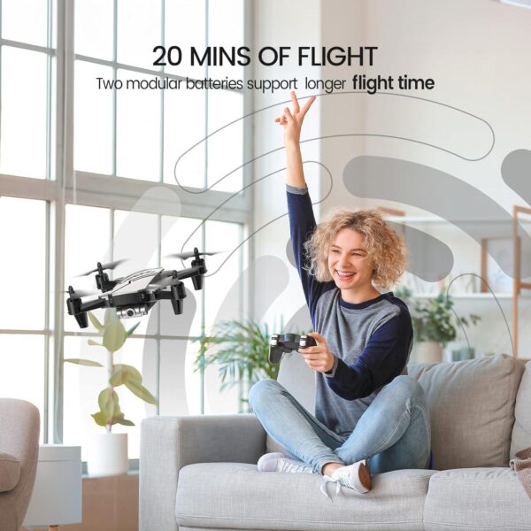 DEERC D20 Mini Drone: 720P HD FPV Camera, Altitude Hold, Headless Mode, One-Key Start, 3D Flips, 2 Batteries, Silver - Image 8