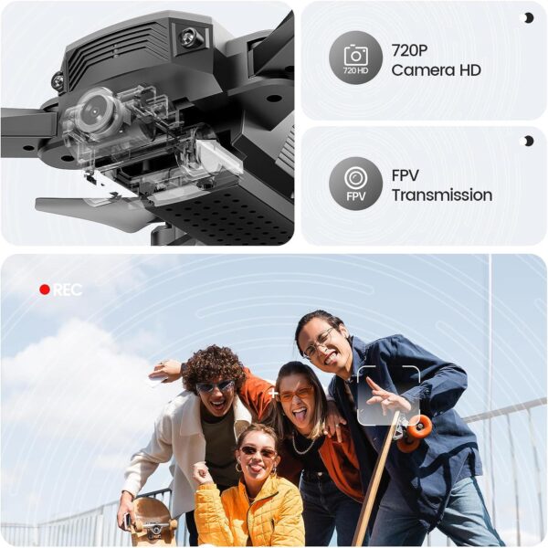 DEERC D20 Mini Drone: 720P HD FPV Camera, Altitude Hold, Headless Mode, One-Key Start, 3D Flips, 2 Batteries, Silver - Image 2