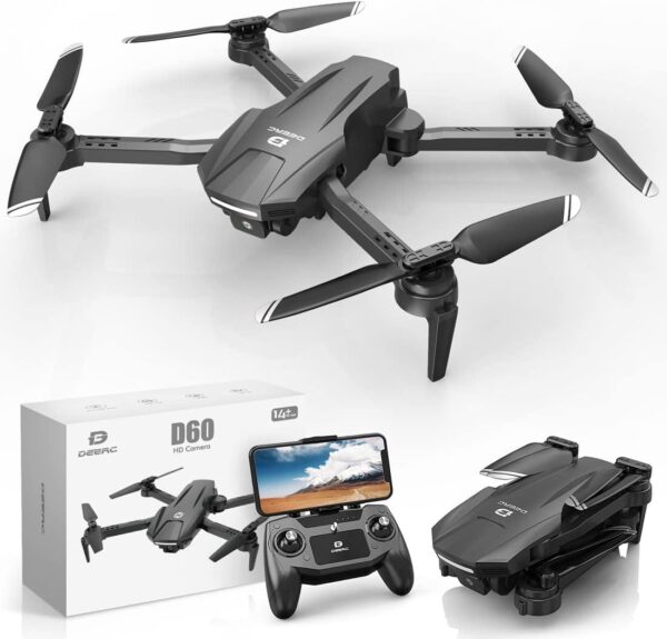 DEERC D60 Drone: 1080P HD Camera, FPV, Long Battery Life, Gravity Sensor, Foldable, Ideal for Beginners