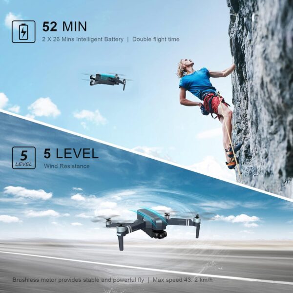 DEERC DE22 GPS Drone: 4K Camera, 2-axis Gimbal, EIS, 5G FPV, Auto Return, Follow Me, 52 Min Flight - Image 3