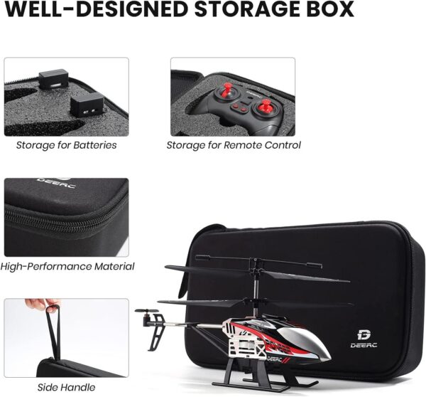 DEERC DE52 RC Helicopter: Altitude Hold, Storage Case, 2.4GHz, High/Low Speed, 2 Batteries for 24 Min Play - Image 4