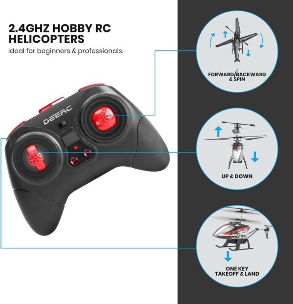 DEERC DE52 RC Helicopter: Altitude Hold, Storage Case, 2.4GHz, High/Low Speed, 2 Batteries for 24 Min Play - Image 8