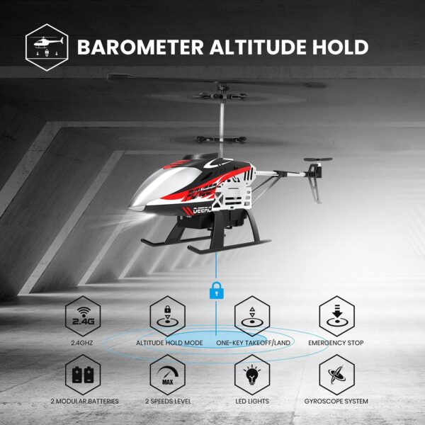 DEERC DE52 RC Helicopter: Altitude Hold, Storage Case, 2.4GHz, High/Low Speed, 2 Batteries for 24 Min Play - Image 3