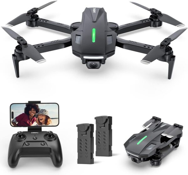 DEERC D70 Drone with 1080P HD Camera: Easy for Beginners, 2 Batteries, Auto Hover, Voice Control