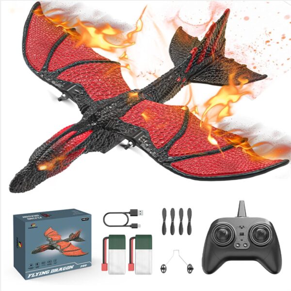 DEERC Plane: 2.4GHz RC Dragon Toy, 2CH 6-Axis Gyro, Easy to Fly, 2 Batteries