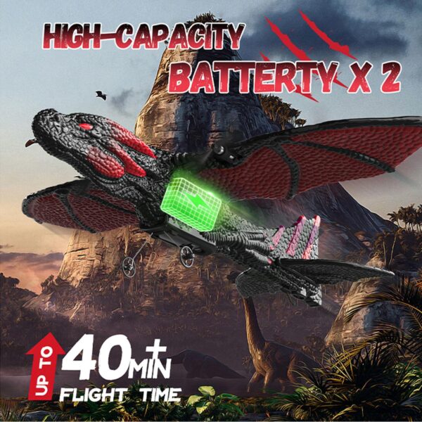 DEERC Plane: 2.4GHz RC Dragon Toy, 2CH 6-Axis Gyro, Easy to Fly, 2 Batteries - Image 4