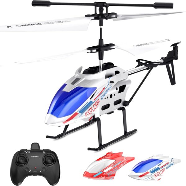 DEERC RC Helicopter: 3.5CH, Altitude Hold, Gyro, LED, One-Key Takeoff/Landing, Indoor Flying Toy