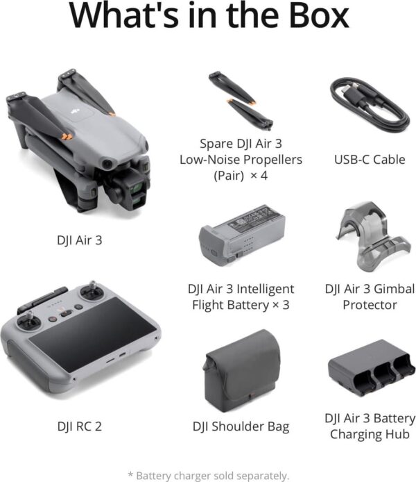 DJI Air 3 Fly More Combo with RC 2: 4K Camera, Dual Primary Cameras, 3 Batteries - Image 5