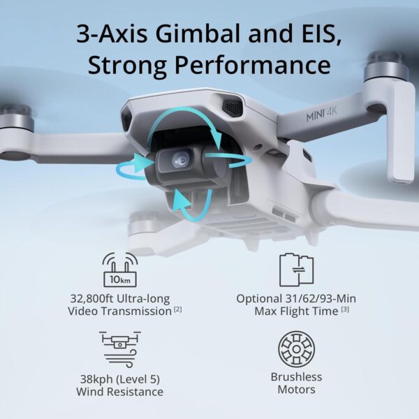 DJI Mini 4K Drone: 4K UHD, 3-Axis, 10km Transmission, 31-min Flight, Auto Return - Image 3