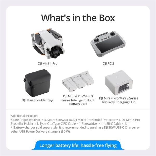 DJI Mini 4 Pro Fly More Combo with RC 2 (Screen Remote): Folding Mini-Drone, 4K HDR Camera - Image 6