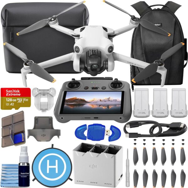 DJI Mini 4 Pro Fly More Combo with RC 2 (Screen Remote): 4K Video, Under 249g, 34 Mins Flight