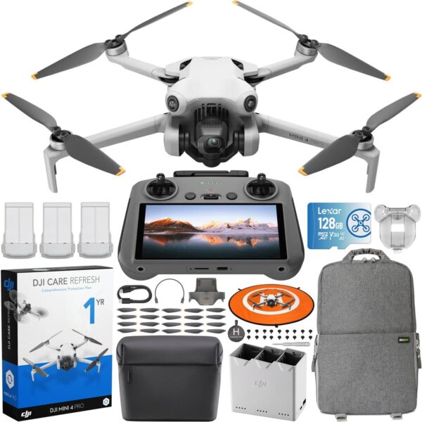 DJI Mini 4 Pro Combo: 4K HDR, RC 2 Remote, 3 Batteries, Omnidirectional Sensing