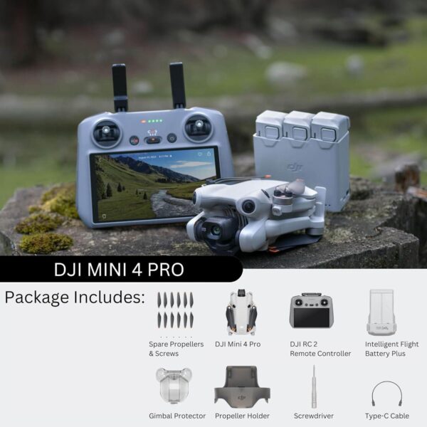 DJI Mini 4 Pro Fly More Combo Plus with RC 2 Controller: 4K Ultra HD Video, Intelligent Flight Modes - Image 9