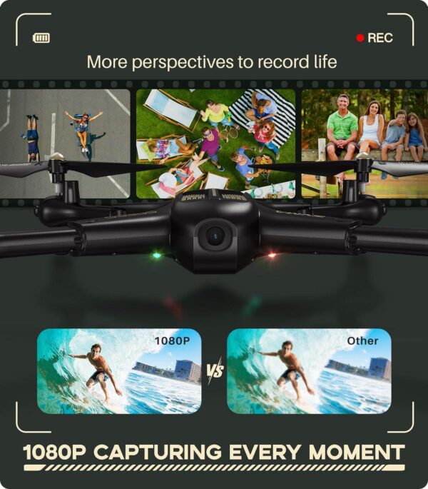 SYMA X600W Drone: Foldable, 1080P Camera, Altitude Hold, Headless Mode, 3D Flips, 2 Batteries - Image 3