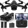 Drone with Dual Camera 1080P 90° Adjust Lens,RC Aircraft Quadcopter for Kids, Altitude Hold AIdrone Optical Flow Positioning,Foldable Mini Toys Adults,Beginners Mode,2 Batteries,Black