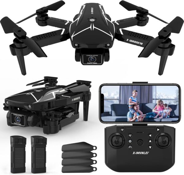 Drone with Dual Camera 1080P 90° Adjust Lens,RC Aircraft Quadcopter for Kids, Altitude Hold AIdrone Optical Flow Positioning,Foldable Mini Toys Adults,Beginners Mode,2 Batteries,Black