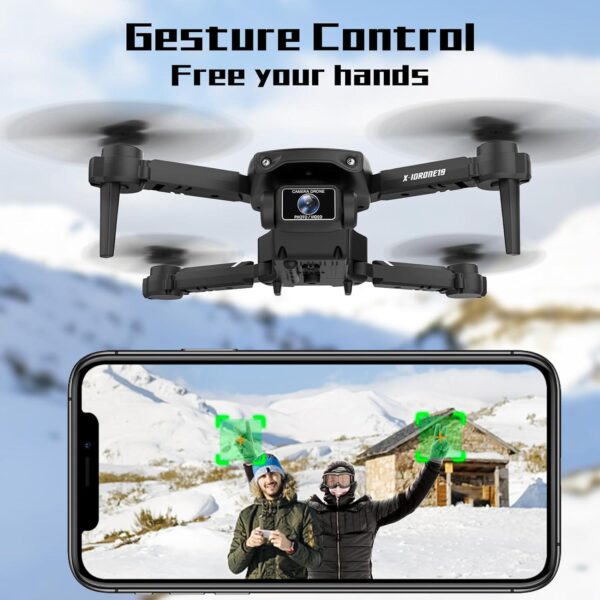 Drone with Dual Camera 1080P 90° Adjust Lens,RC Aircraft Quadcopter for Kids, Altitude Hold AIdrone Optical Flow Positioning,Foldable Mini Toys Adults,Beginners Mode,2 Batteries,Black - Image 9