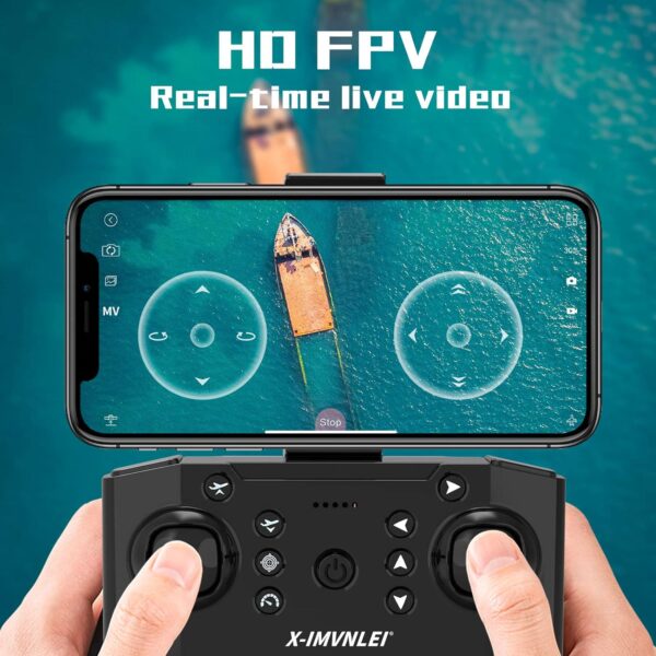 Drone with Dual Camera 1080P 90° Adjust Lens,RC Aircraft Quadcopter for Kids, Altitude Hold AIdrone Optical Flow Positioning,Foldable Mini Toys Adults,Beginners Mode,2 Batteries,Black - Image 3