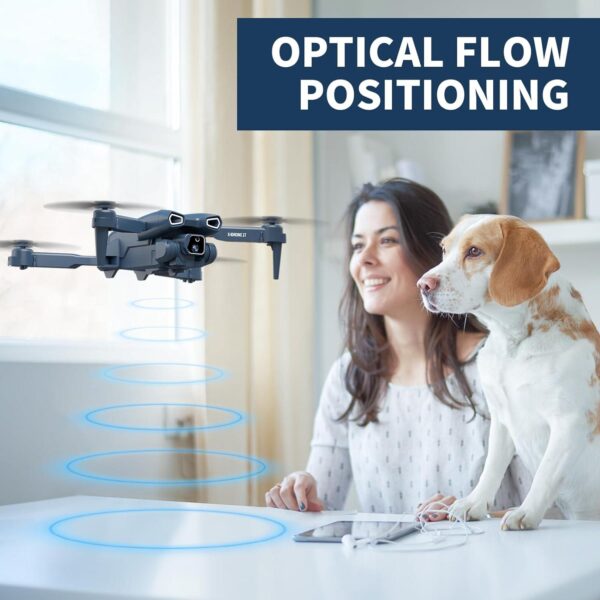 Drones with 2 Camera HD1080P for adults,Foldable drone 720p Wifi FPV RC Quadcopter Beginners,Aircraft 135° Electrically Adjustable Camera,Optical Flow Positioning,3D Flip,One Key Start,2 Batteries - Image 4